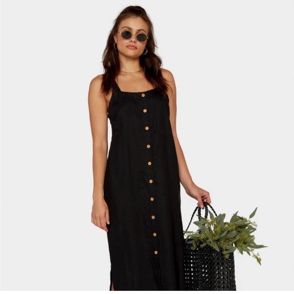 MATE the Label Black Button-Front Midi Dress